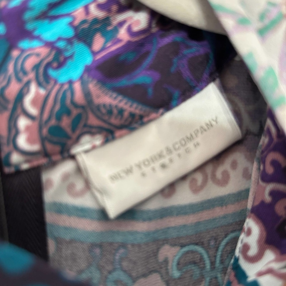 New York and Company The Bohemian Ornate Print Maxi Dress Blue Lyrics Small - Picture 9 of 16